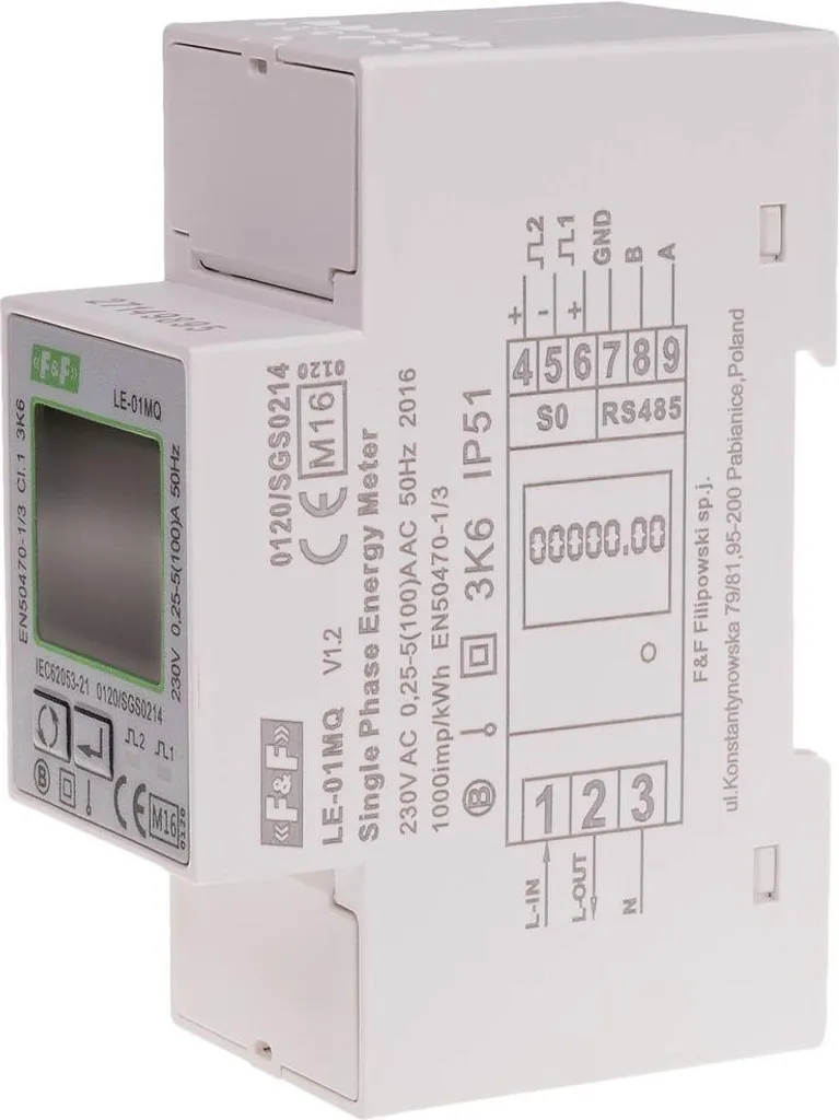 Compteur monophasé Modbus RTU pour suivi consommation borne de recharge