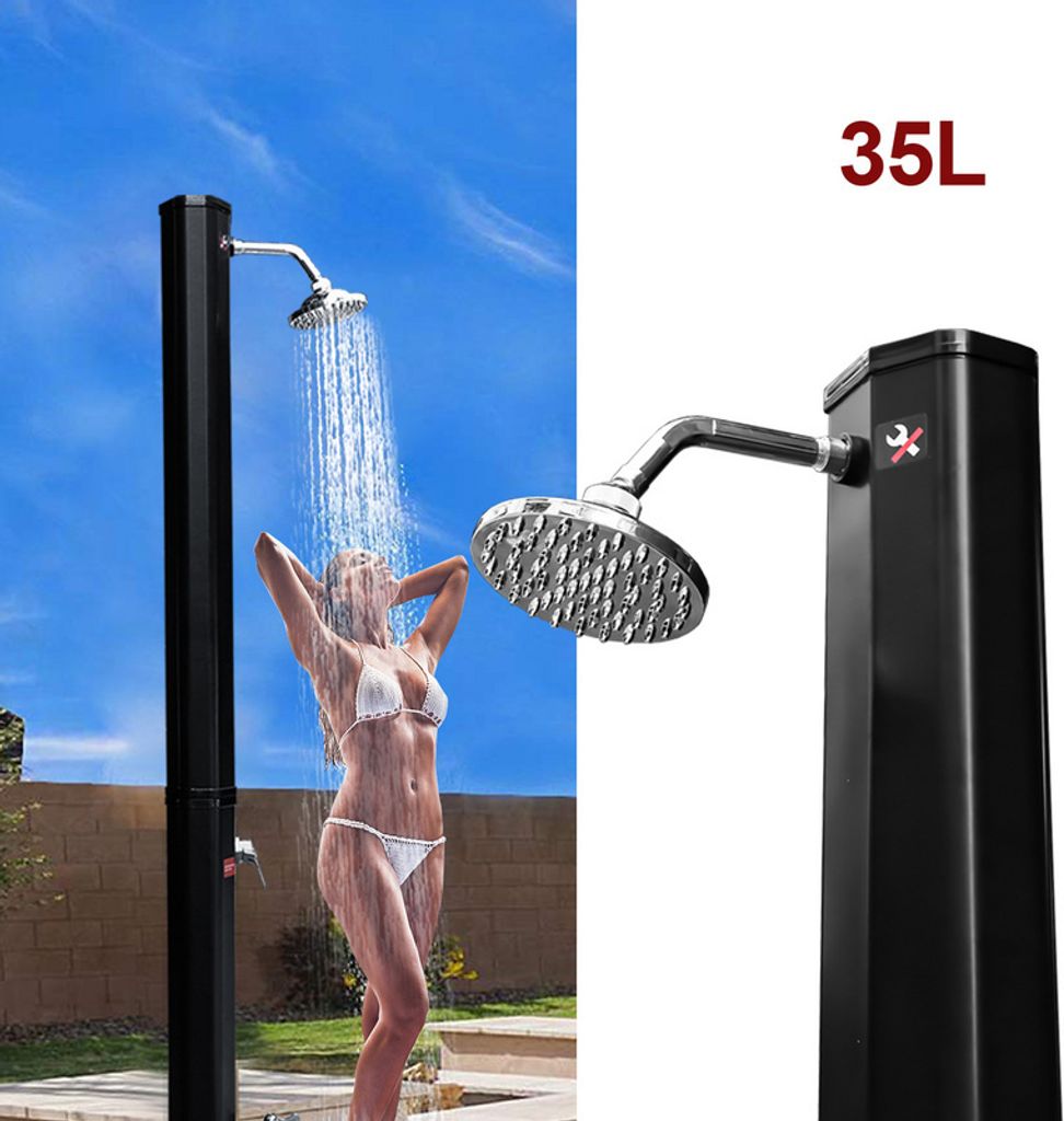 Solardusche bis 60°C Einstellbare Temperatur Campingdusche Gartendusche Außendusche 35L Mit Schutzhülle Schwarz