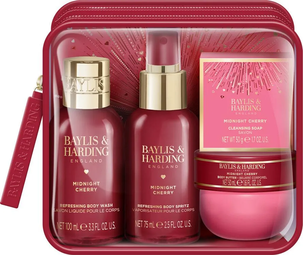 Baylis & Harding Kit de voyage Midnight Cherry 4 pièces pour le corps