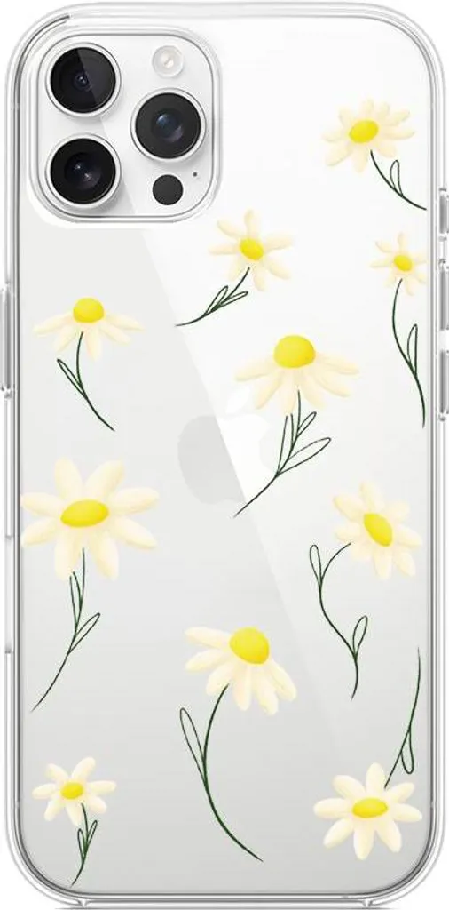 custodia per iPhone 12 Pro, trasparente, silicone Flexi, margherite