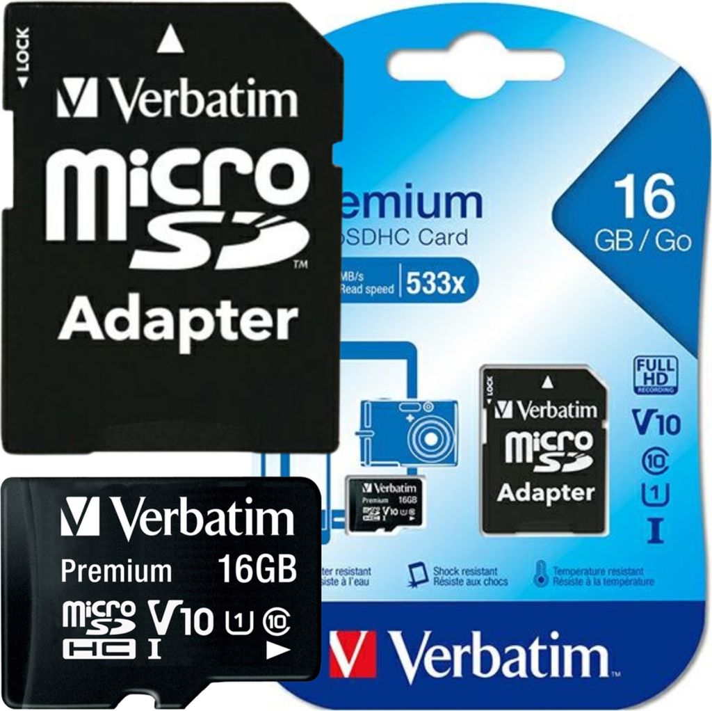 Verbatim Premium, 16 GB, MicroSDHC, Klasa 10, 80 MB/s, 10 Zdjęcie produktu 
