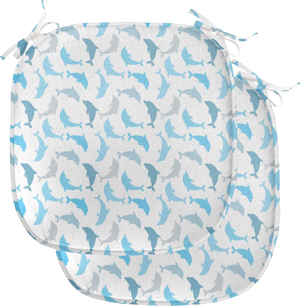 ABAKUHAUS Meerestiere Polster für Esszimmerstühle, Jumping Dolphin, Dekoratives wasserfestes Kissen mit Riemen für Küchensitze, 40 cm x 40 cm-2...