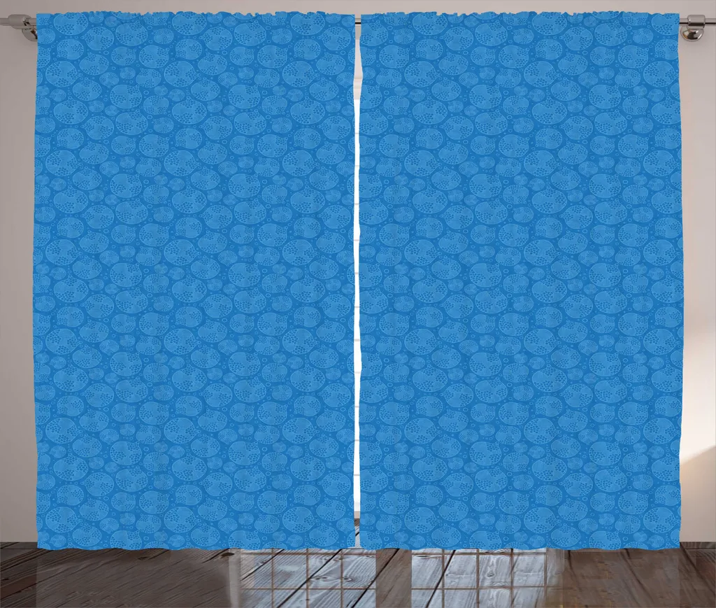 Rideaux Universels pour Salon avec Boucles et Crochets 280x225 cm Bleu