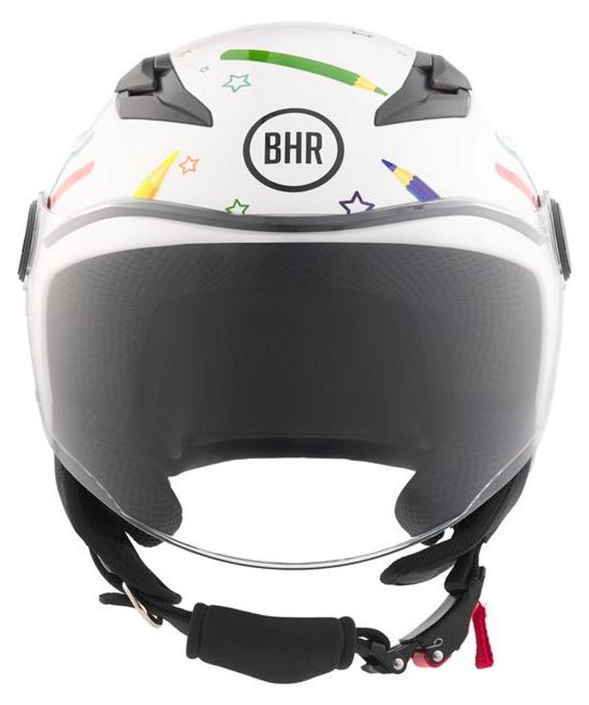 BHR 838 CHILDREN, Kinder-Motorradhelm Demi-Jet ECE 22.06, Rollerhelm mit kratzfestem Visier, Pencils, XL