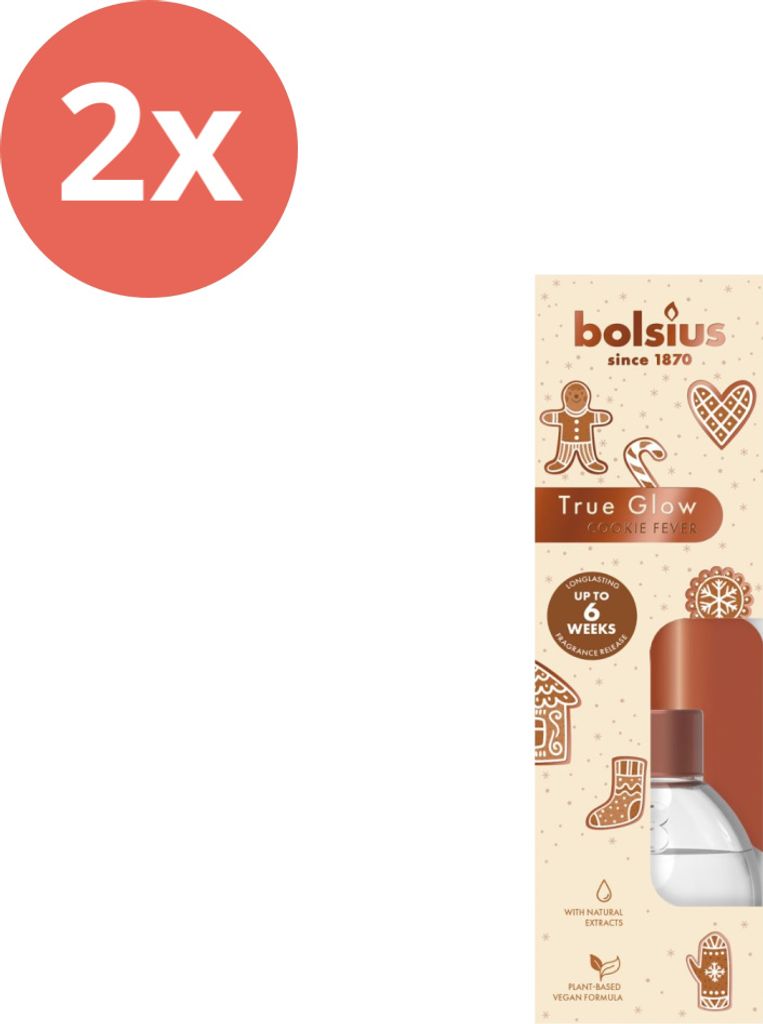 Bolsius - True Glow - Duftstäbchen - 60 ml - Cookie Fever - Vorteilspack - 2 Stücke