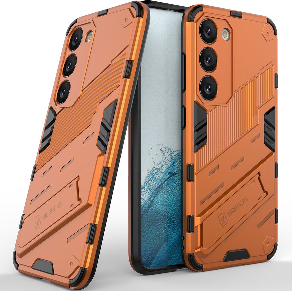 Armor Hülle für Samsung Galaxy S23, Hybrid PC TPU Bumper Stoßfestes Schutzhülle mit Standfunktion Weiß