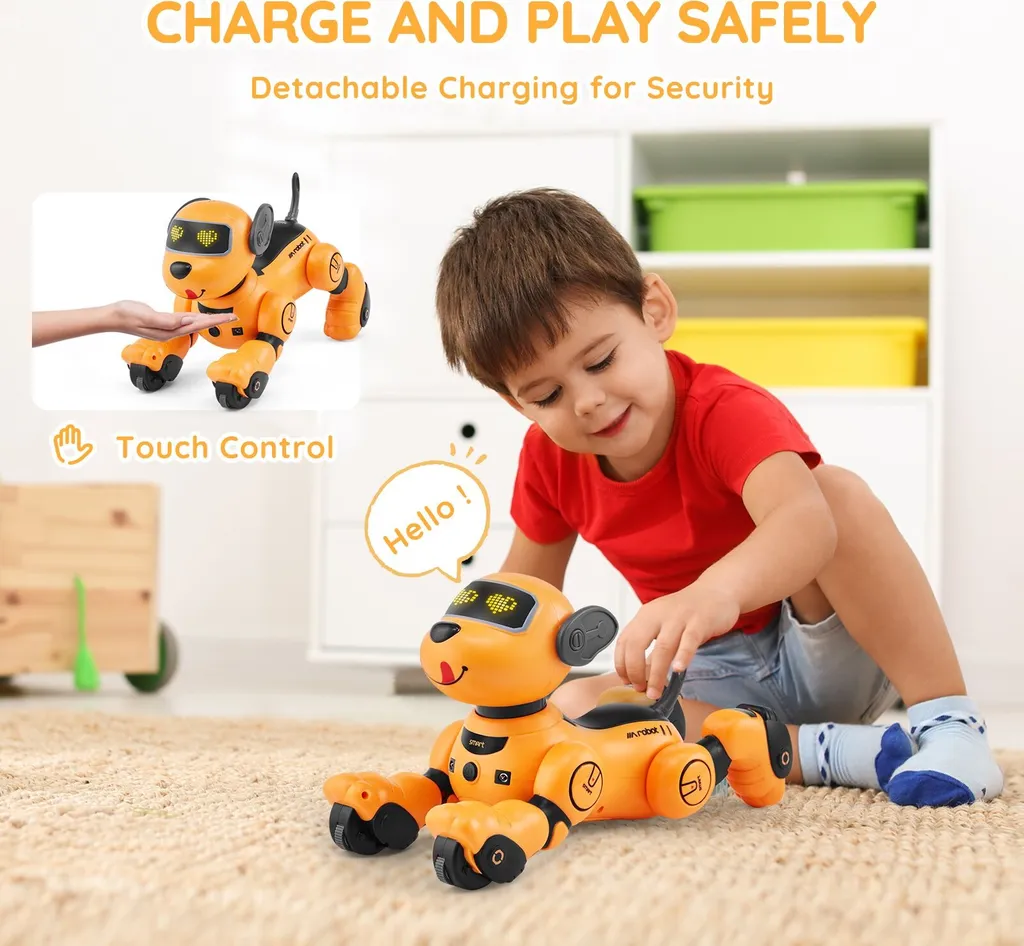 Chien Robot Télécommandé RC avec Commande Vocale et Tactile - Blanc