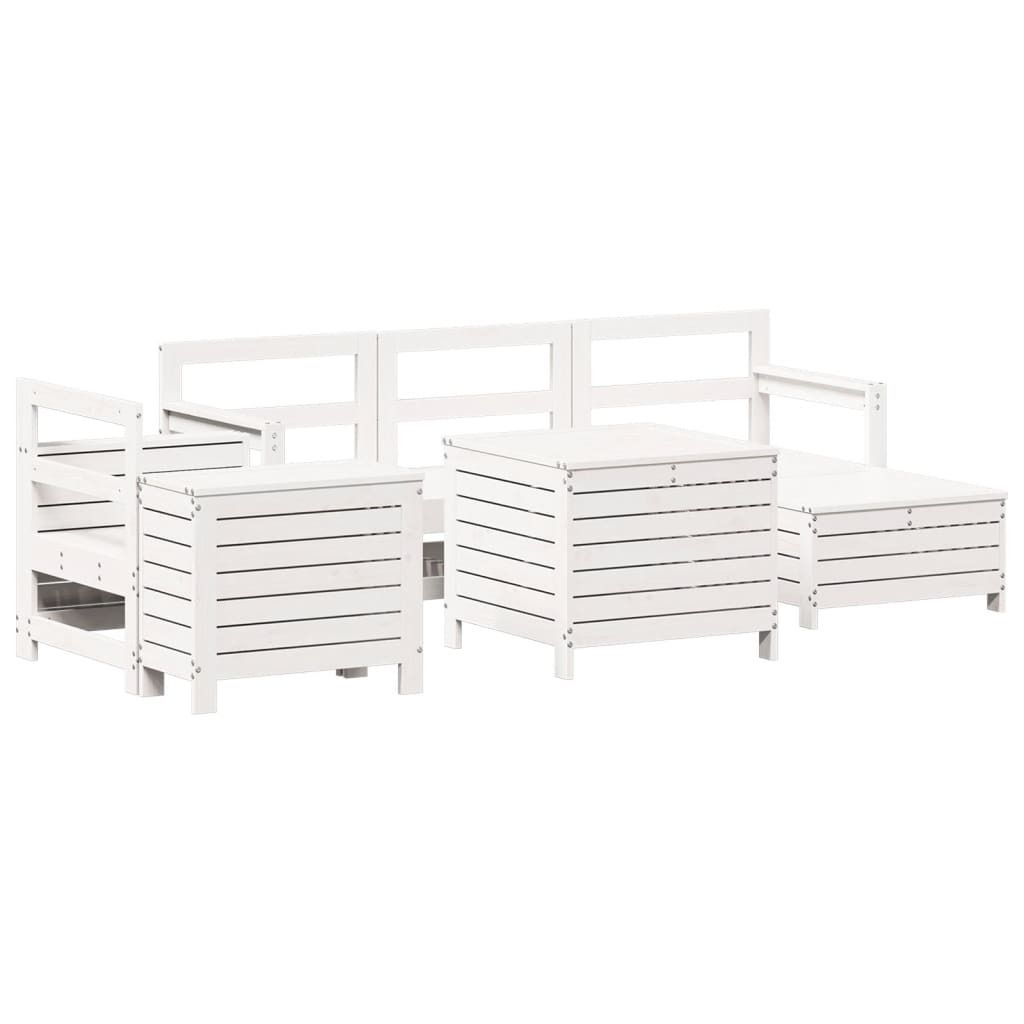 vidaXL 7-tlg. Garten-Sofagarnitur Weiß Massivholz Kiefer