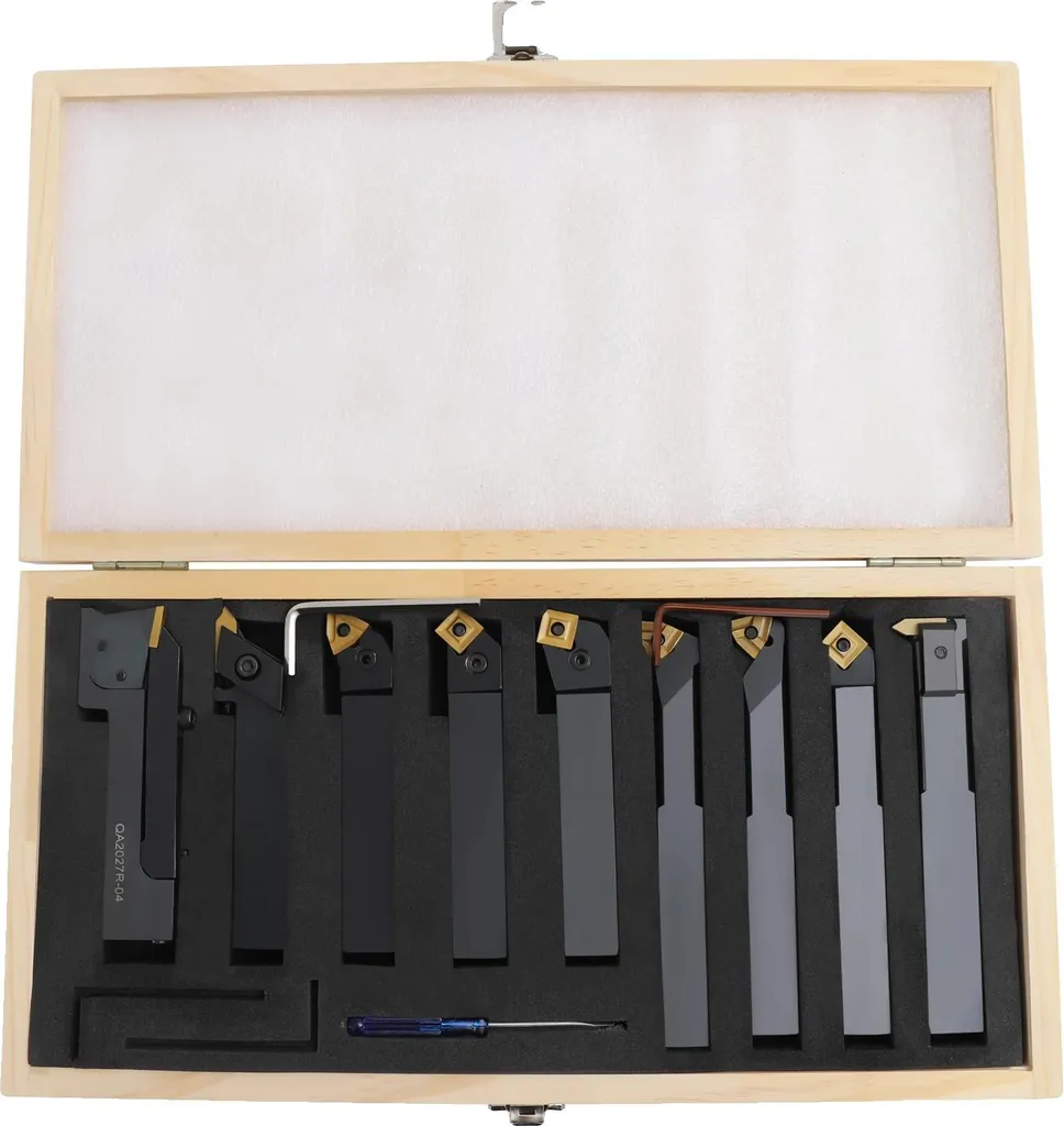 Outils de tournage avec revêtement titane - Set de 9 pièces noir HSS