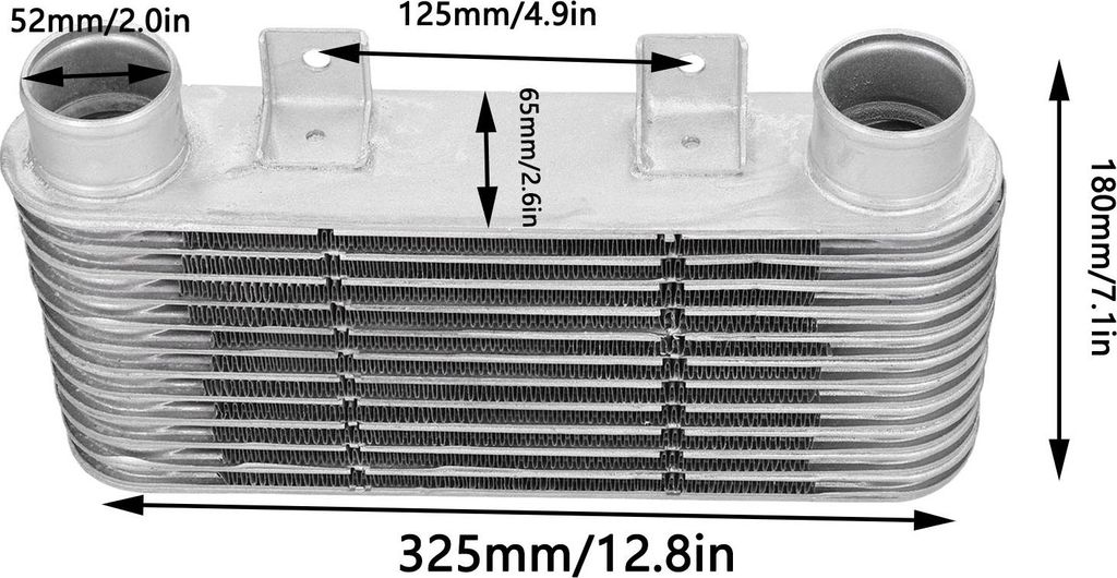 52mm Ladeluftkühler Motorkühler Kühler Aluminiumlegierung Universal für Automobil Motorrad