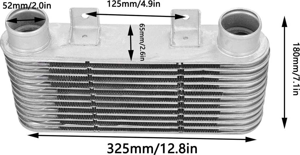 Radiatore Intercooler Universale 52mm Lega Alluminio Moto e Auto