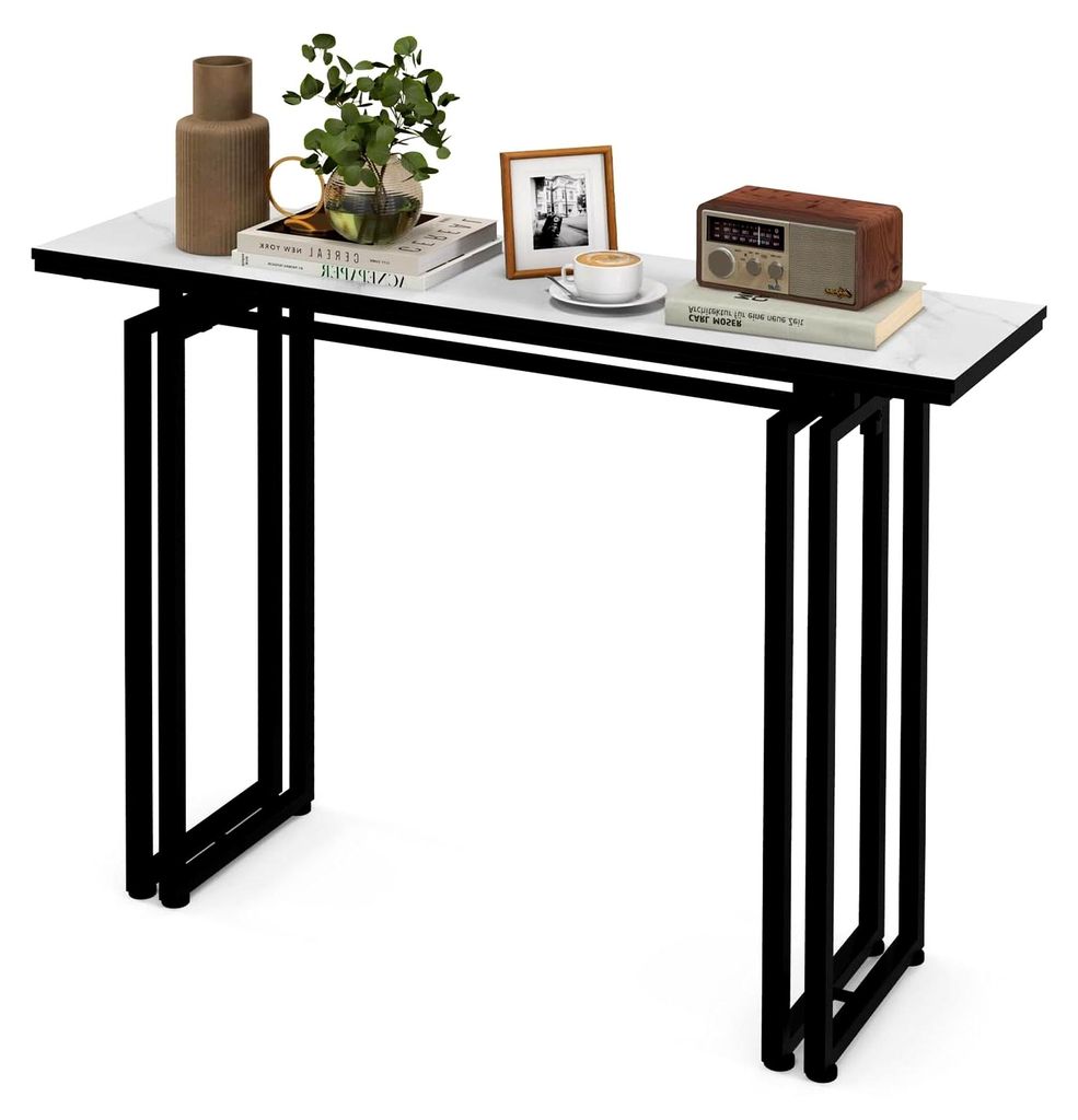 Konsolentisch für den Eingangsbereich, stabiler Rahmen, verstellbare Füße, moderner Stil (schwarz)