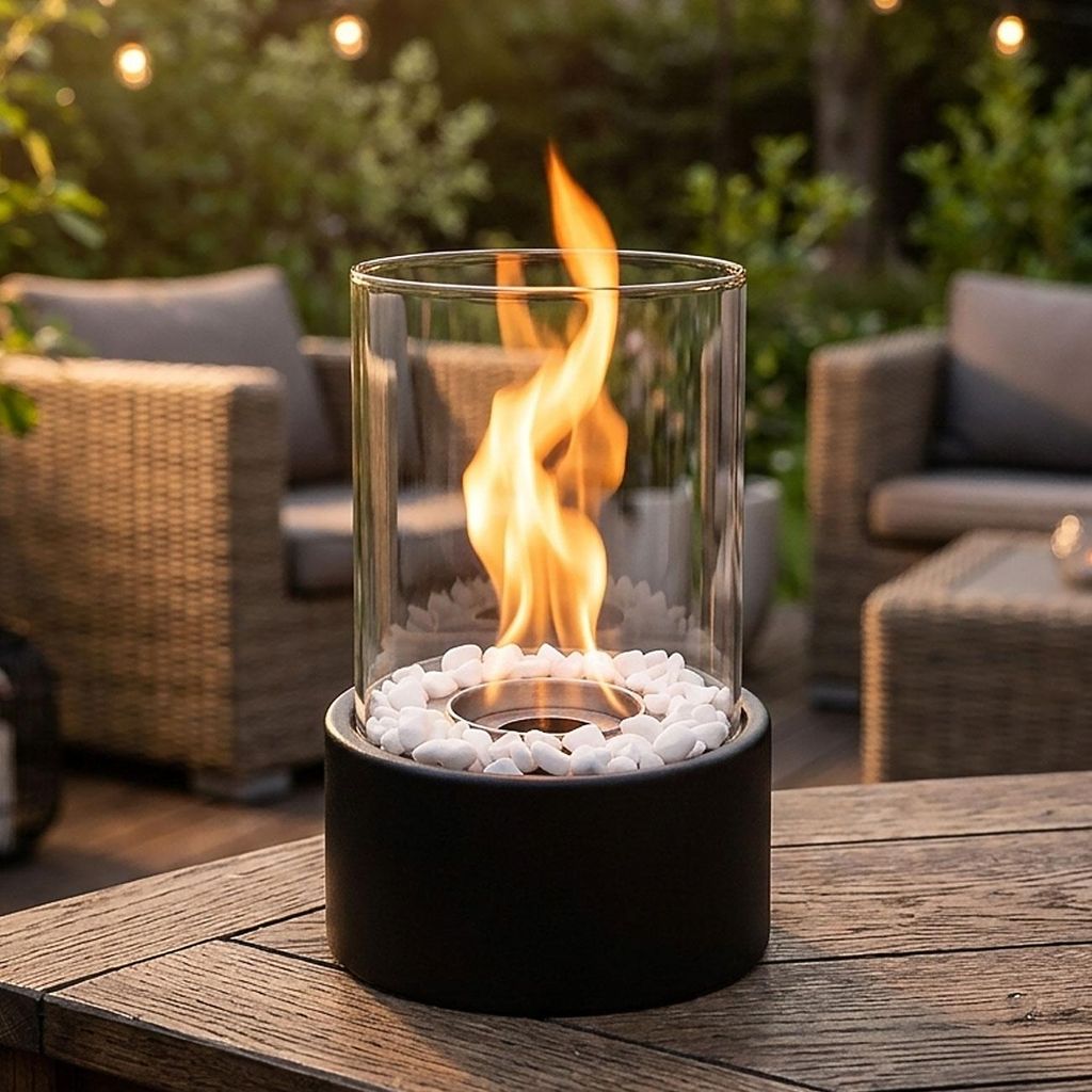Elegantes Tischfeuer  Ethanol mit Glaszylinder, inkl. Produktbild 