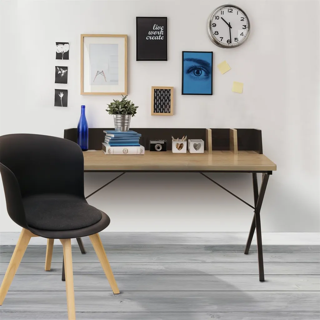 Bureau Brice noir anti-rayures table stable pour ranger vos dossiers - 11