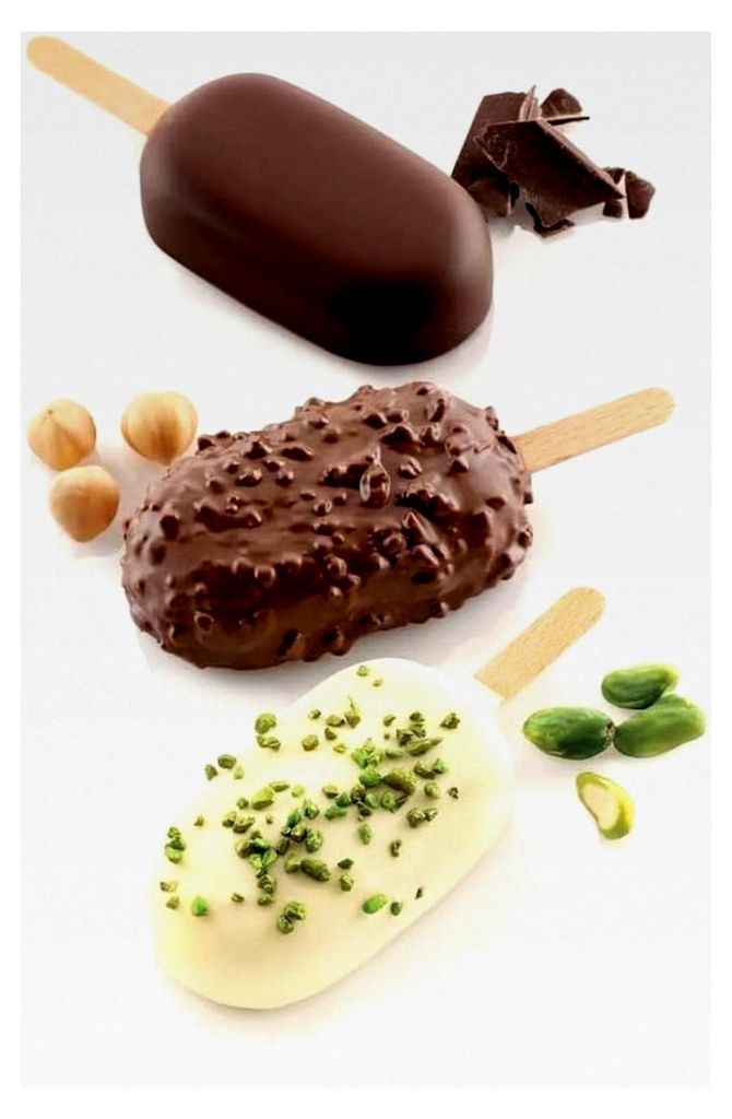 Silikon Eiscremeform MINI CLASSIC, Antihaft, 4 Eis, 1 Kuchenform + 50 Holzstäbchen, 73 x 38 h 18 mm, Hergestellt in Italien