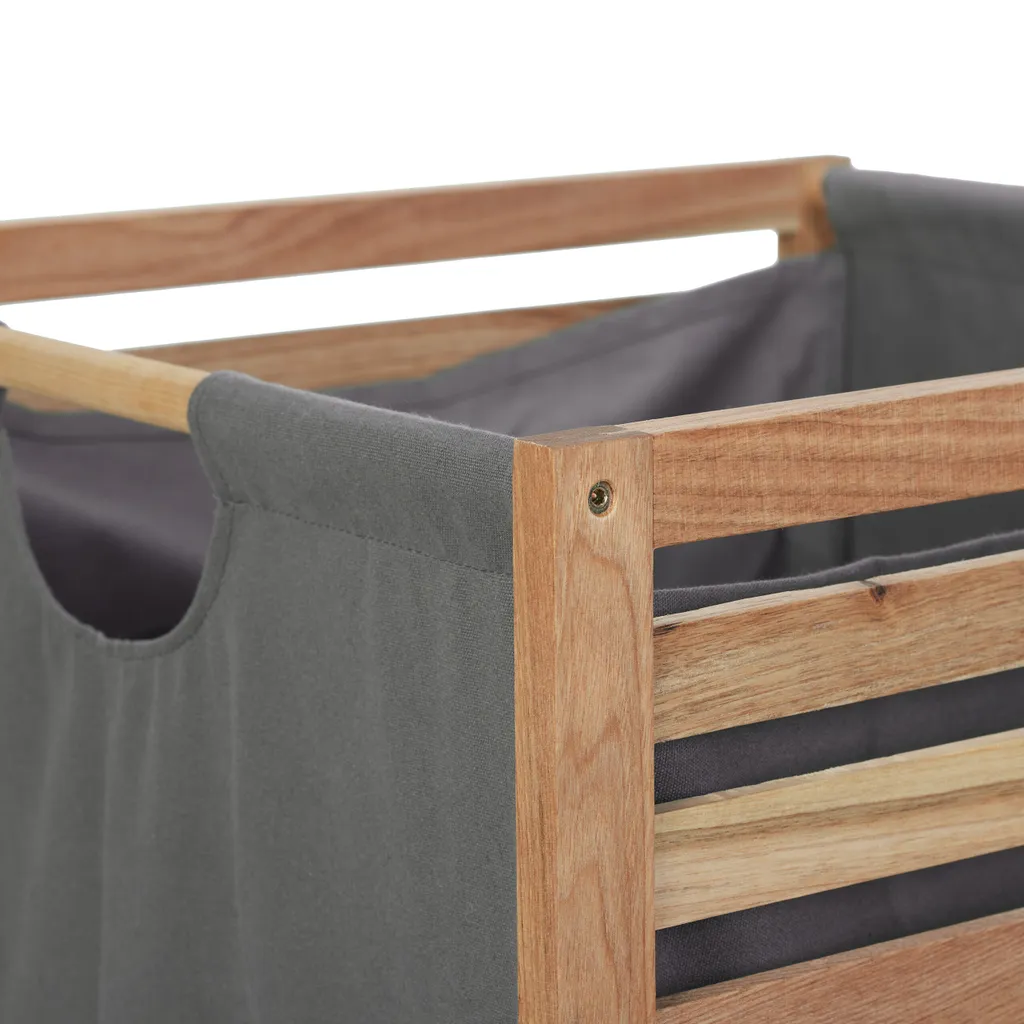 Panier à Linge Rectangulaire en Bois de Noyer avec Couvercle Rabattable - 8