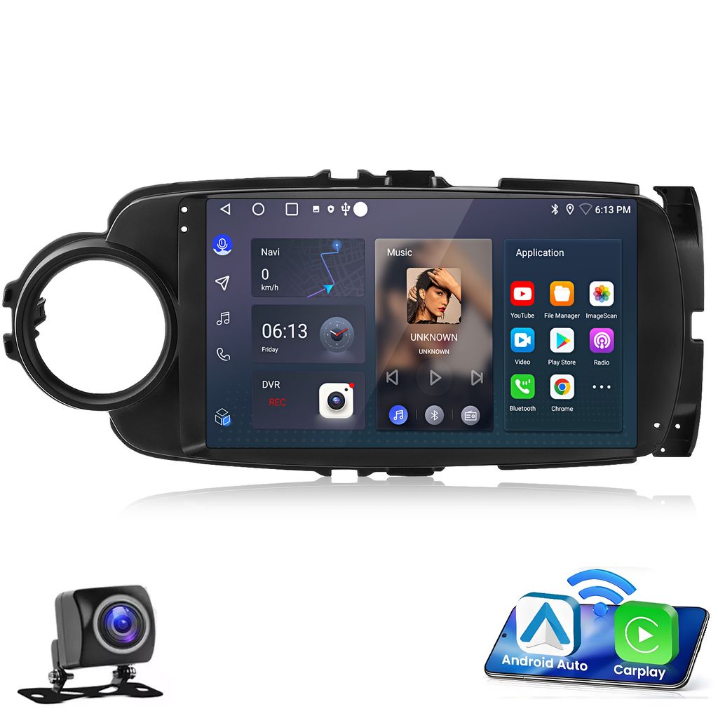 9" Autoradio Android 13 Für Toyota Yaris 2011-2018, Wi-FI, Android Auto CarPlay , GPS Navi, BT, RDS, AM/FM, Kamera, DAB+, 2+64GB