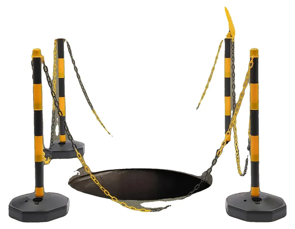 Borne de sécurité 85 cm avec base 28,5 cm et chaîne 2m - Modèle B01-S