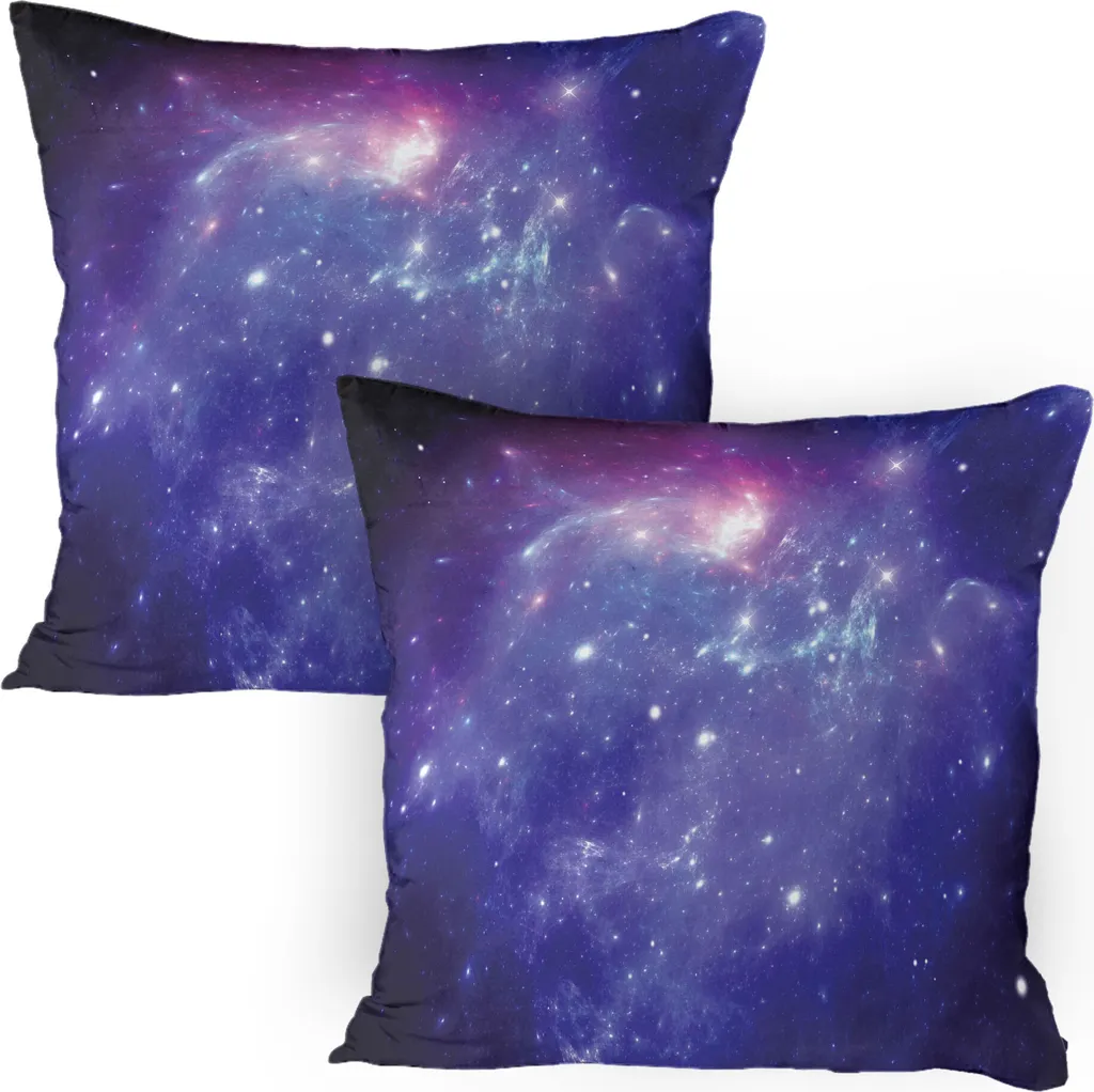 Set 2 Federe 80x80 ABAKUHAUS Spazio Nebula | Blu Navy e Viola Arredo