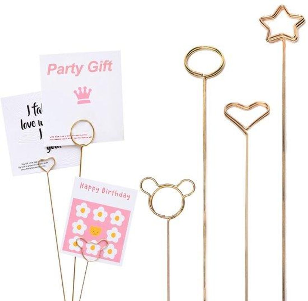 Metallene Clips-Fotohalterer, 40 Stück, 34 cm, gold, für Hochzeit, Party, Menu-Platzhalter