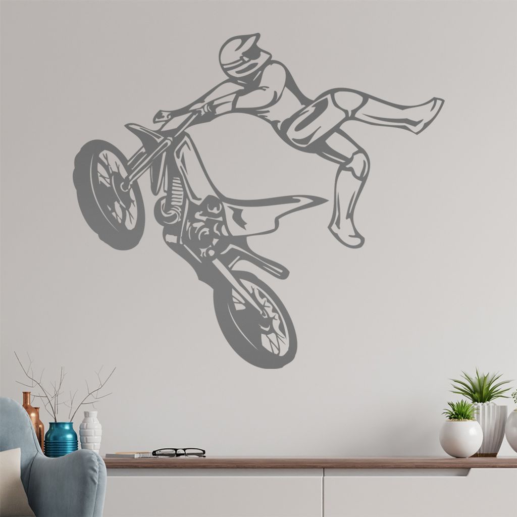 Motocross Jump Wandtattoo in 6 Größen - Wandaufkleber Wall Sticker - Dekoration, Küche, Wohnzimmer, Schlafzimmer, Badezimmer