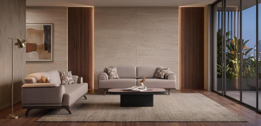 s Sofa-Set 2x Beige 3-Sitzer Polstercouchen Designer Möbel