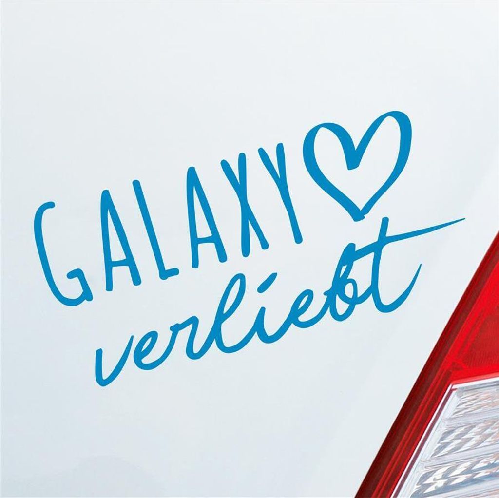 Auto Aufkleber Galaxy verliebt Weltall Galaxis Herz Liebe Car 19x9 cm Hellblau Sticker Heckscheibenaufkleber