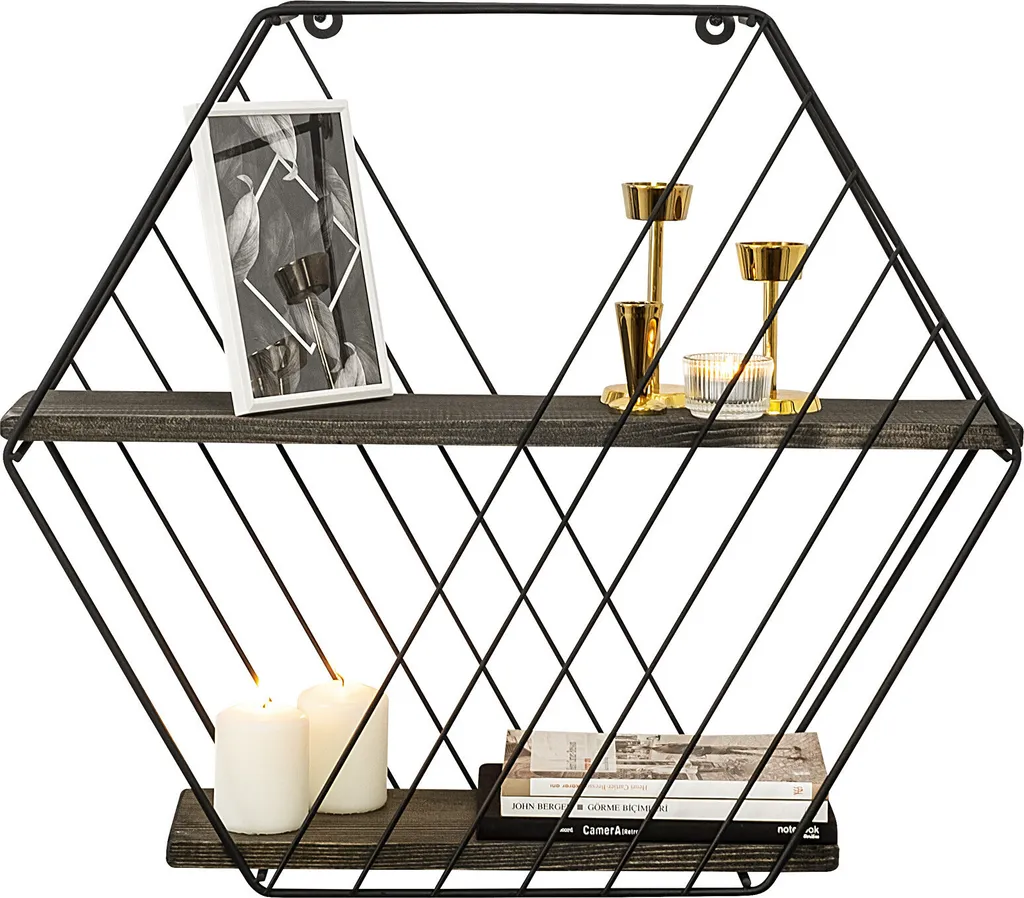 Étagère Murale Noire Skye Decor Bois Robuste 60 cm Design Géométrique