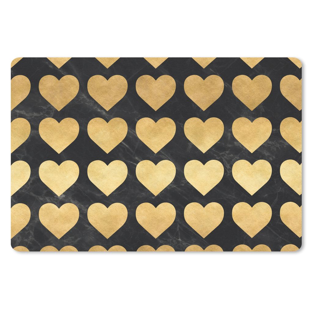 MuchoWow Mauspad Mousepad Muster - Herz - Gold - Schwarz 27x18 cm - Mousepads - Maus Mat - Pad - Mausunterlage - Büroartikel - Desk Matten