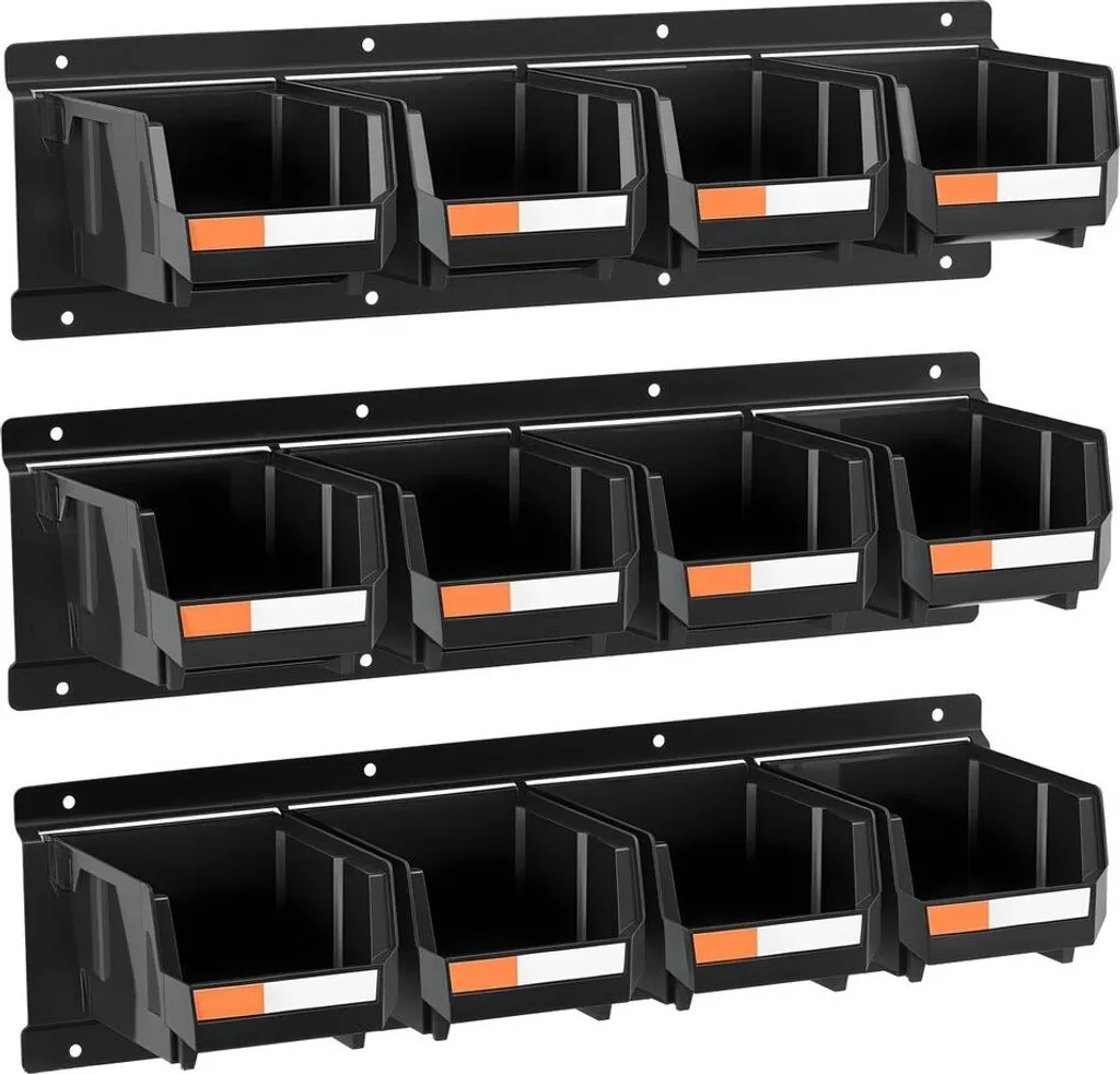 Organizer Garage 12 Vaschette Nere: Ordina Viti e Bulloni a Parete