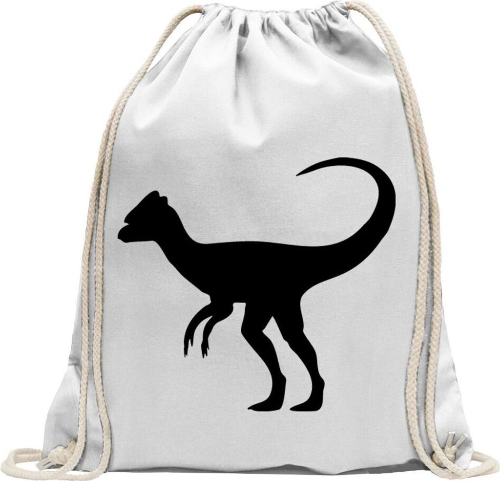 Kiwistar - Turnbeutel - weiss - Dinosauerier Pflanzenfresser - Fun Rucksack Sport Beutel Gymsack Baumwolle mit Ziehgurt