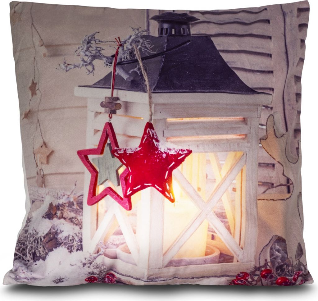 LED Kissenbezug 40x40 Laterne Weiß