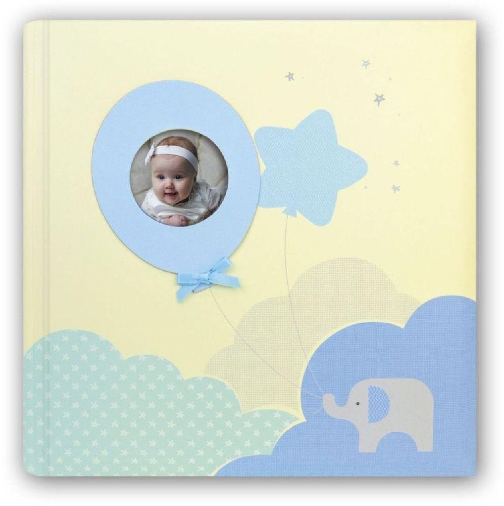 ZEP Babyalbum Penelope blau 24x24 cm 40 weiße Seiten Elefantenmotiv