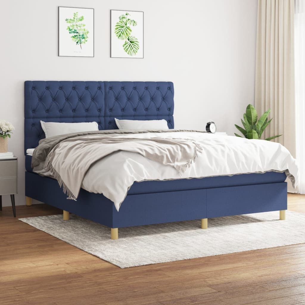 Maison Exclusive - Boxspringbett mit Matratze Blau 160x200 cm Stoff
