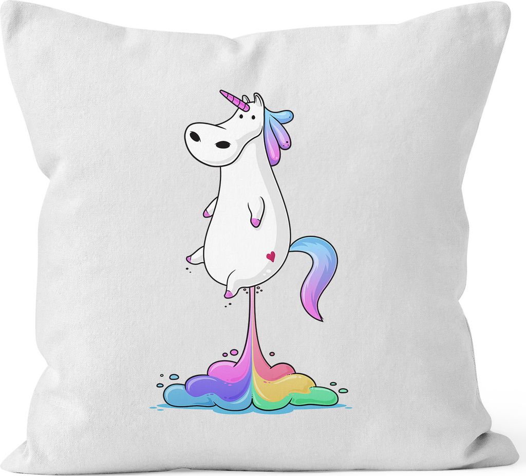 Kissenbezug Pups Einhorn Deko-Kissen 40x40 Baumwolle MoonWorks weiß unisize