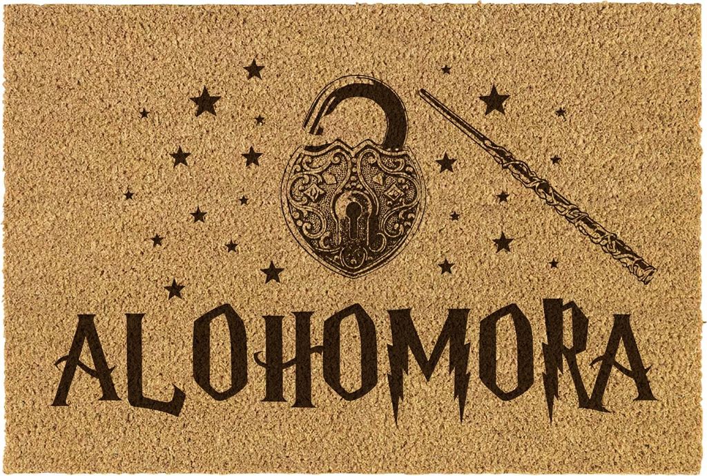 Kokos-Fußmatte „ALOHOMORA“ mit Schlossmotiv – 40x60 cm – Produktbild 