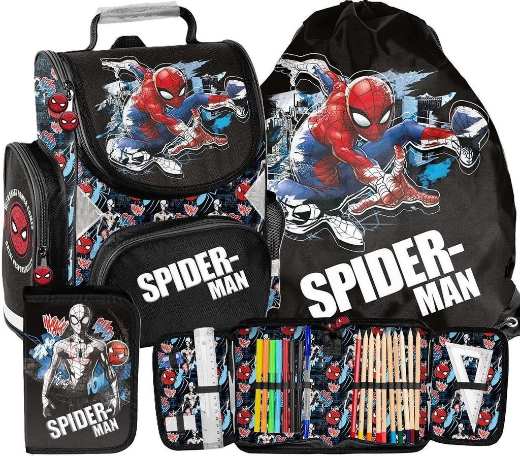 SPIDERMAN Schulranzen set 3in1 Ranzen rucksack Federmappe Produktbild 