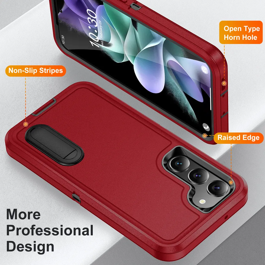 Cover Rugged Samsung Galaxy S23 Rossa - Triplo Strato con Cavalletto - 4