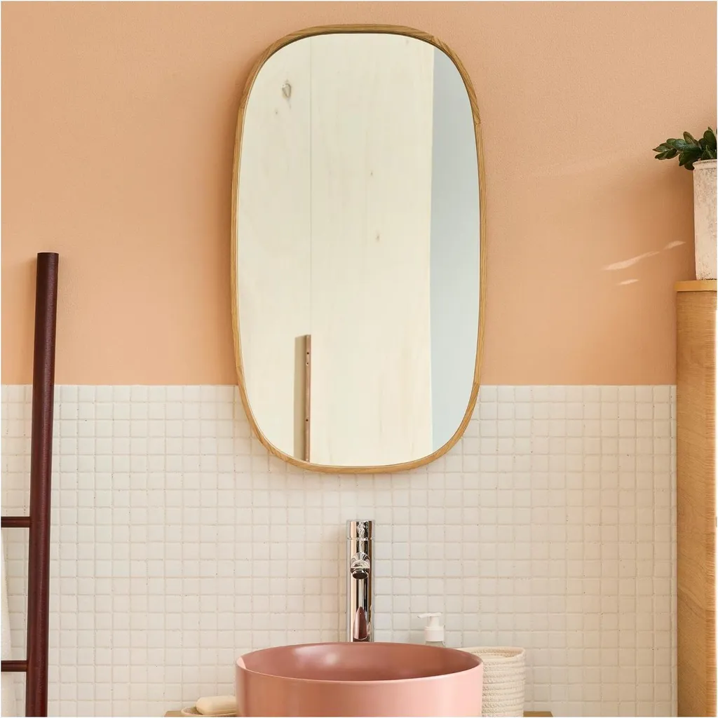 Miroir MELOE ovale 40x70cm avec cadre chêne naturel haute qualité