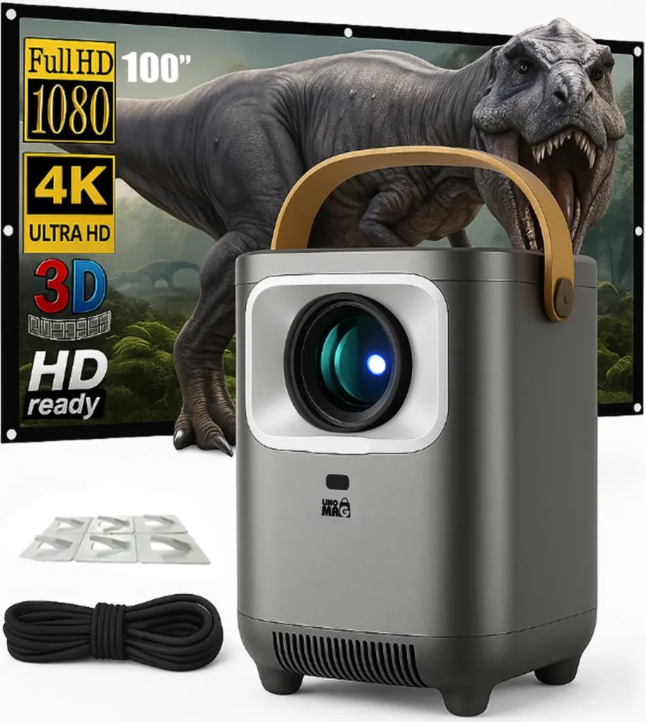 Projecteur 4K Portable Intelligent : Android TV, 100 Pouces, WiFi & BT