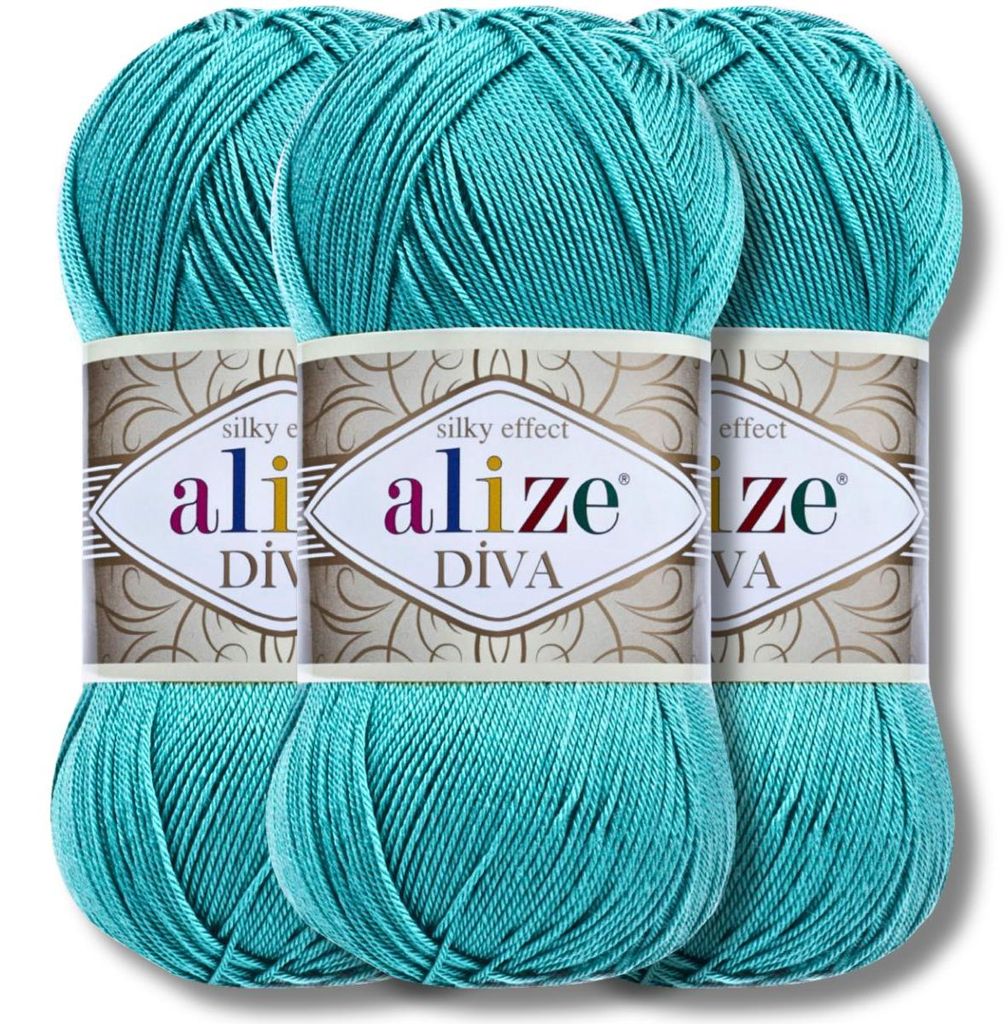 Alize 3x 100g Diva Wolle, Uni, Häkeln, Stricken (376)