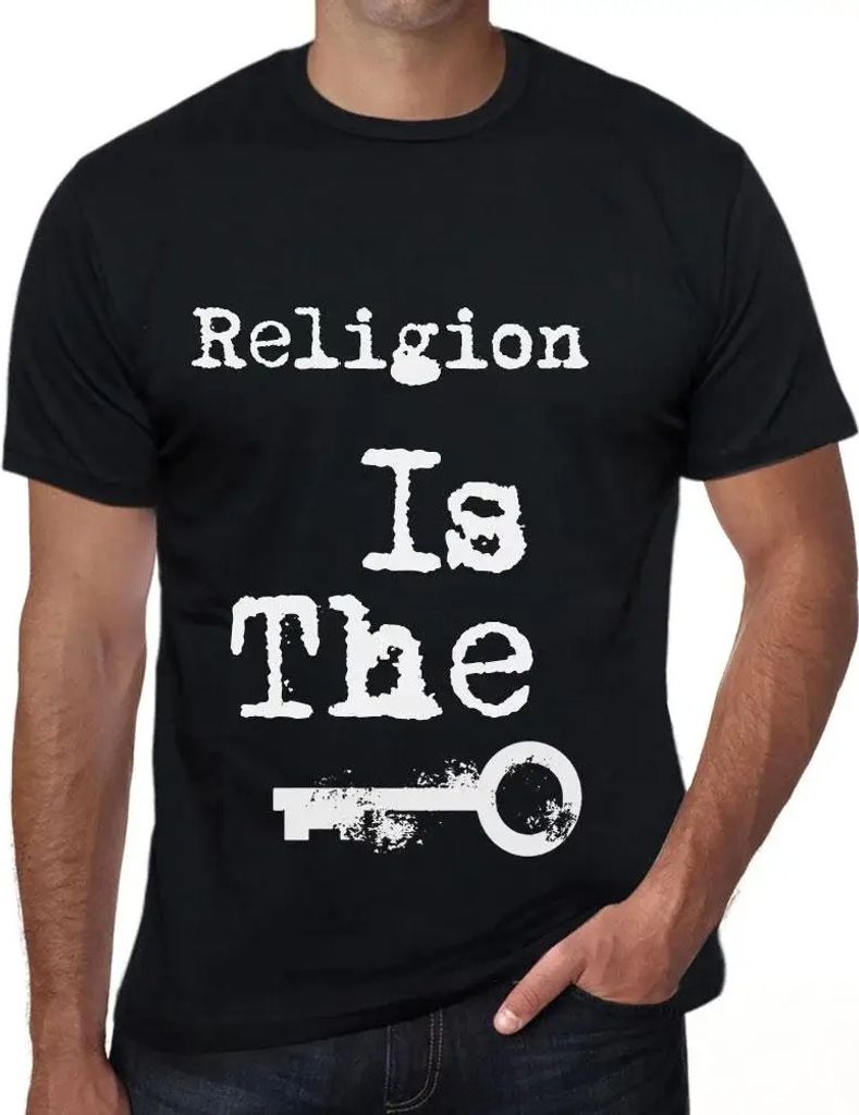 Herren Grafik T-Shirt Die Religion ist der Schlüssel – Religion Is The Key – Öko-Verantwortlich Vintage Jahrgang Kurzarm Lustige Druck Geburt...