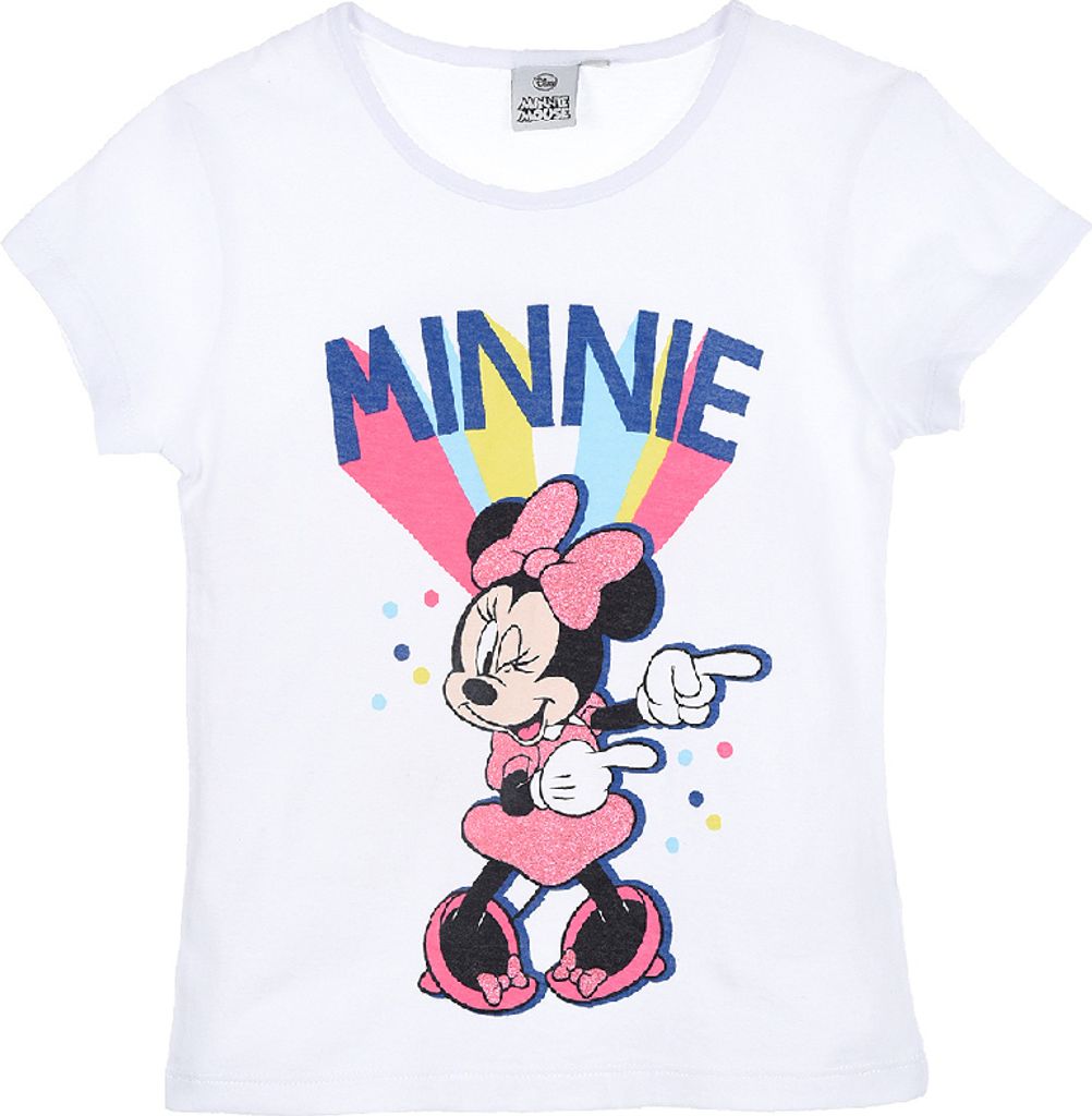 Minnie Mouse Mädchen Shirt Sommer T-Shirt Kinder kurzarm Oberteil, Farbe:Weiß, Größe Kids:128