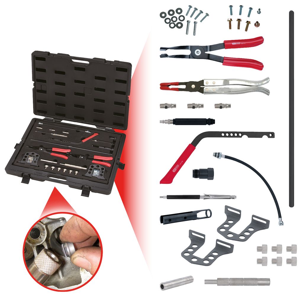 KS TOOLS 150.1100 Ventil Montage und Demontage Werkzeug-Satz, 44-tlg