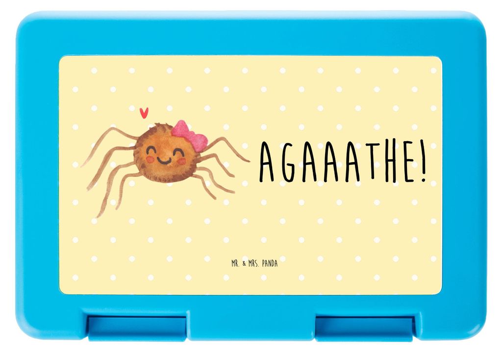 Mr. & Mrs. Panda Brotdose Spinne Agathe Freude - Gelb Pastell - Geschenk, Frühstücksdose, Snackbox, Bentobox, Bento Box, Viral, Beliebte, Viraler...