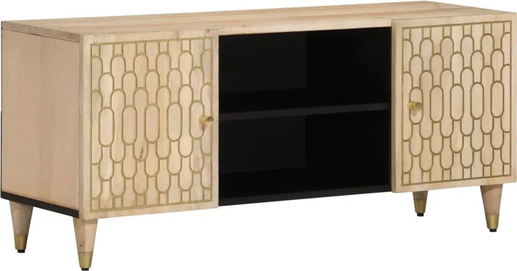 Base TV 105cm Legno di Mango e Ferro | Mobile Massiccio Alta Qualità - 8