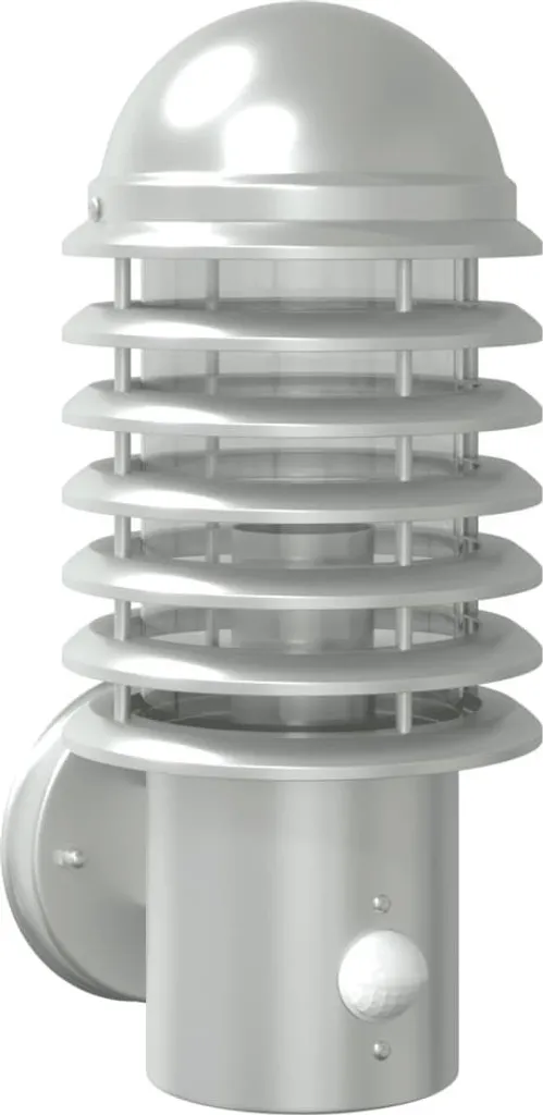 Applique Esterno Acciaio Inox con Sensore Movimento Argento IP44