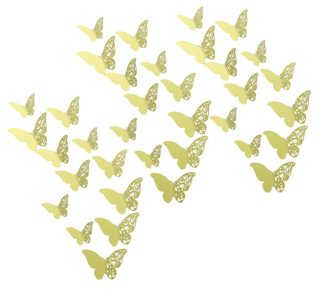 36 Stück 3D-Schmetterlings-Wanddekoration, hohle Flügel aus Papier, Schmetterlingsform-Aufkleber für Zuhause, Büro, Wohnzimmer, Schlafzimmer, W...