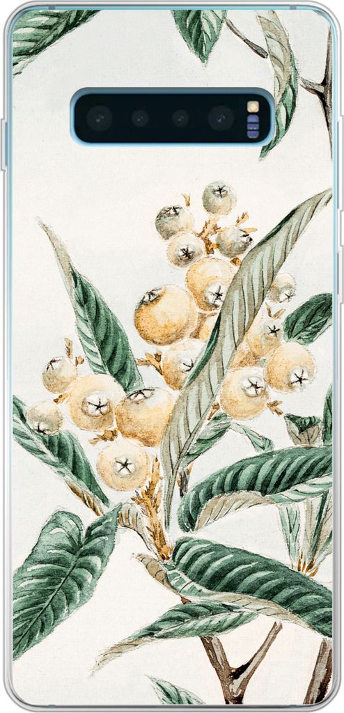 MuchoWow Handyhülle Schutzhülle Hülle für Telefoonhoesje Samsung Galaxy S10 Lite Blätter - Beere - Japanisch - Design Silikon Softcase Handy...