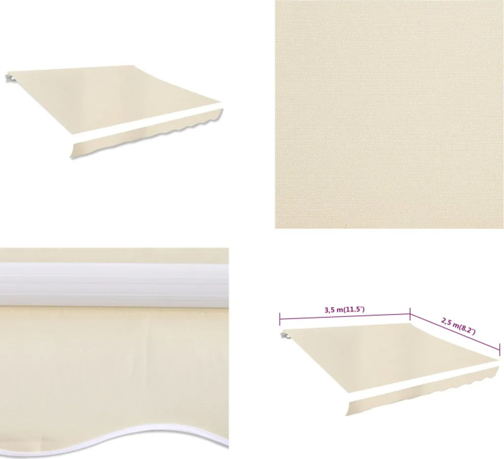Telo Ricambio vidaXL 350x250 Crema | Poliestere PU per Tende Sole